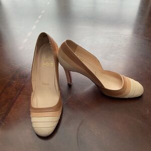 Louboutin Tan and Cream Women's Heels